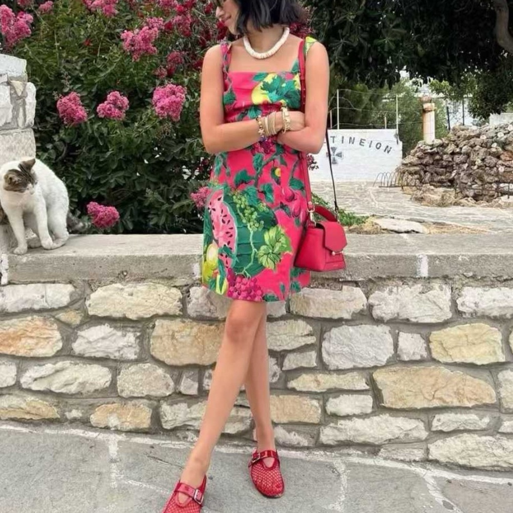 NEW Cara Cara Anna Mini Dress - Summer Nectar Pink Green Cotto Hot Summer Sz2/4 - Picture 2 of 10